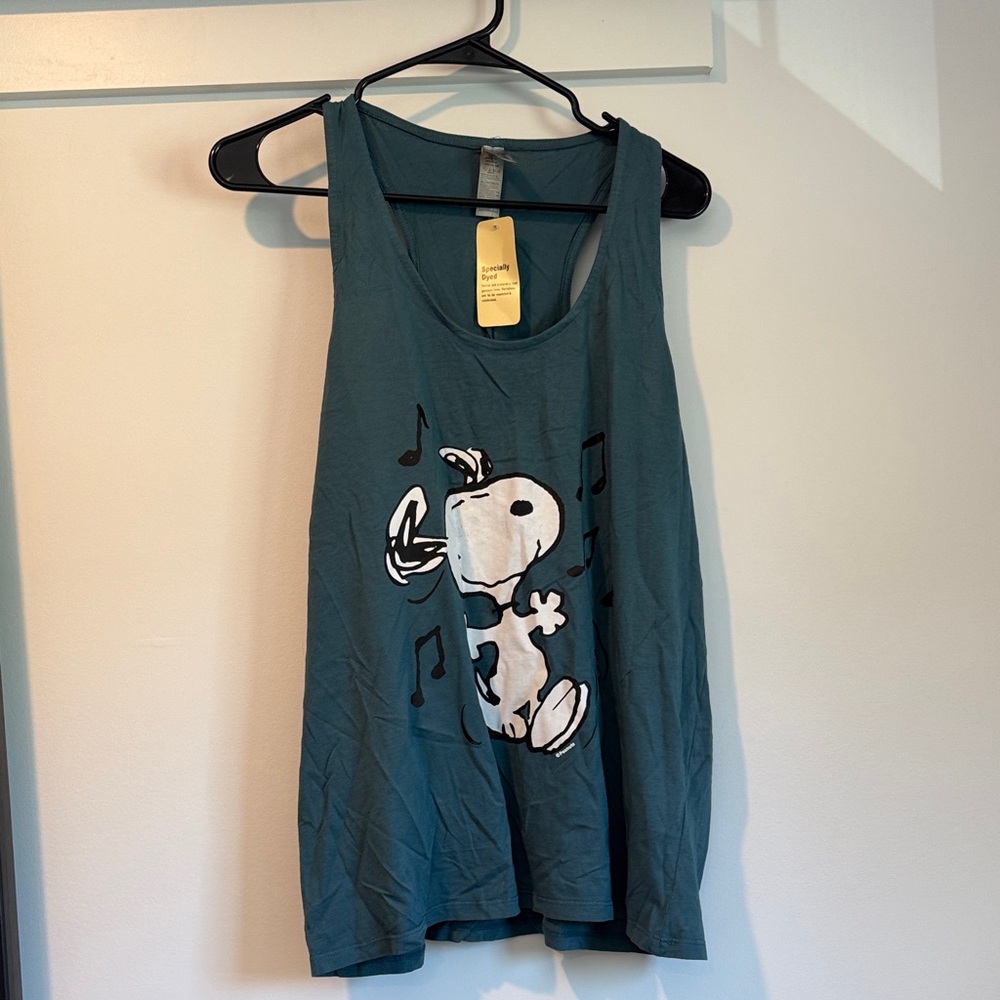 Snoopy Graphic Teal Tank Top